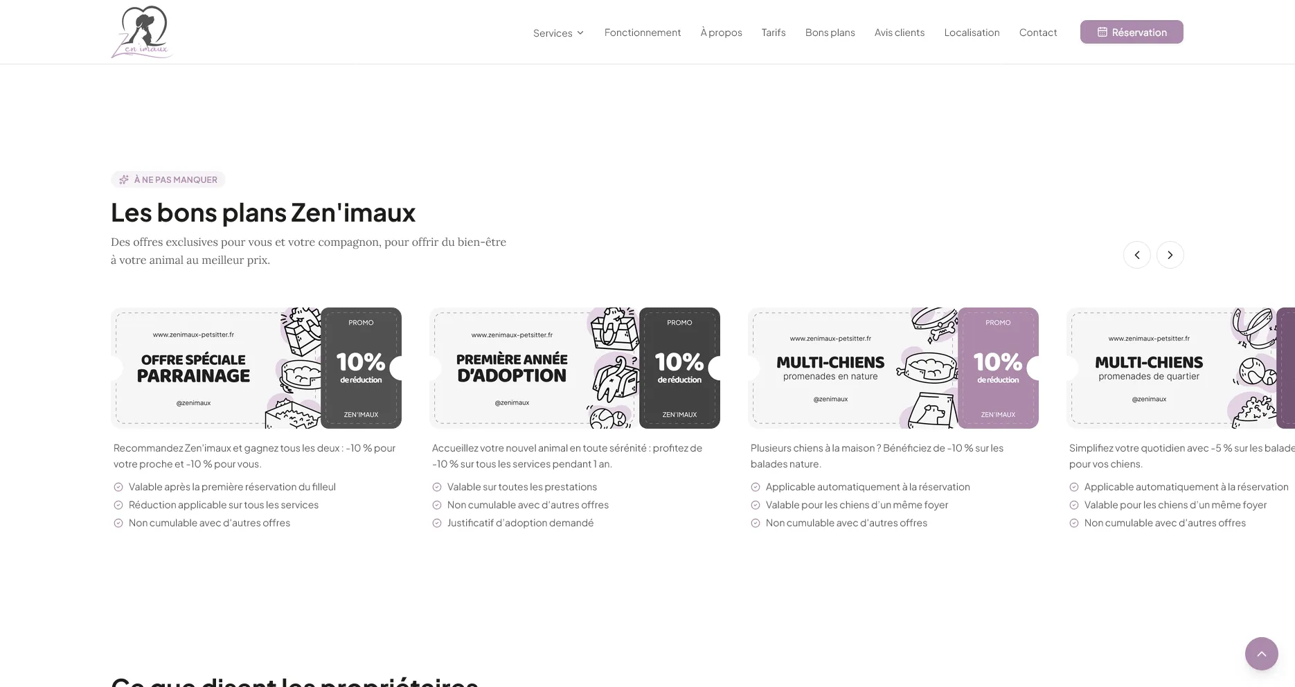 Bons plans Zenimaux, vouchers de réduction illustrant les offres proposées