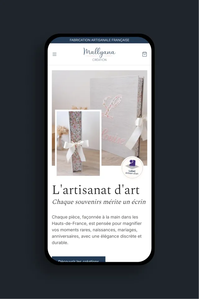 Page produit du site de Mallyana Création.