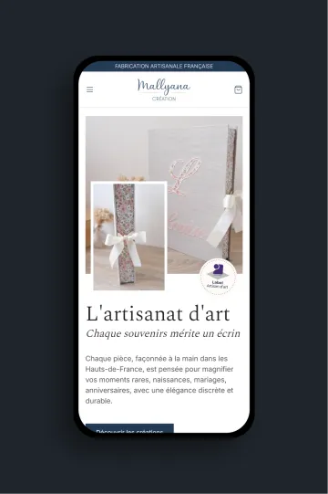 Page produit du site de Mallyana Création.
