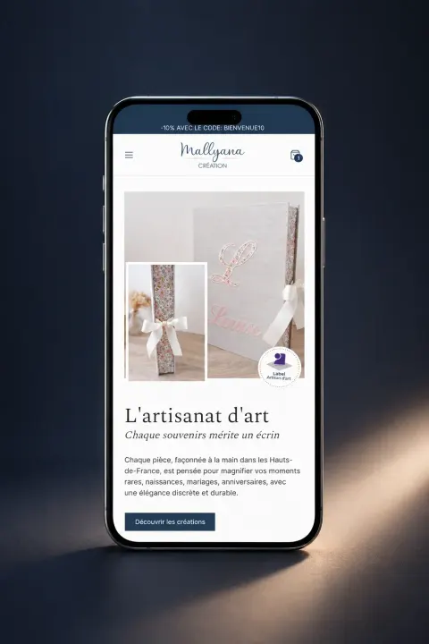 Page produit du site de Mallyana Création.
