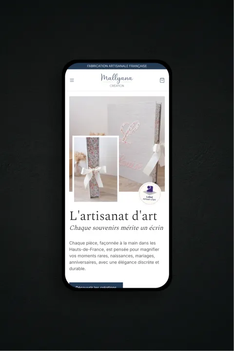 Page produit du site de Mallyana Création.