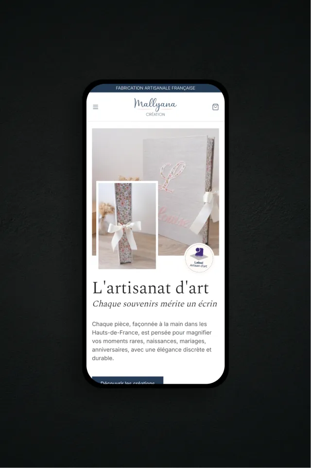 Page produit du site de Mallyana Création.