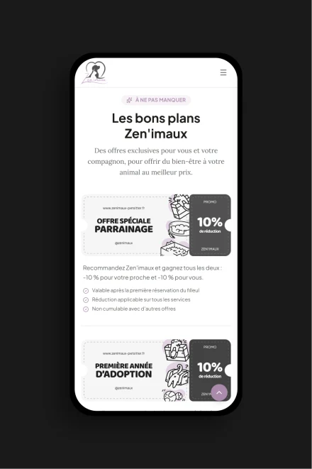 Aperçu du site web de Zenimaux, pet-sitter professionnel à Montigny-le-Roi