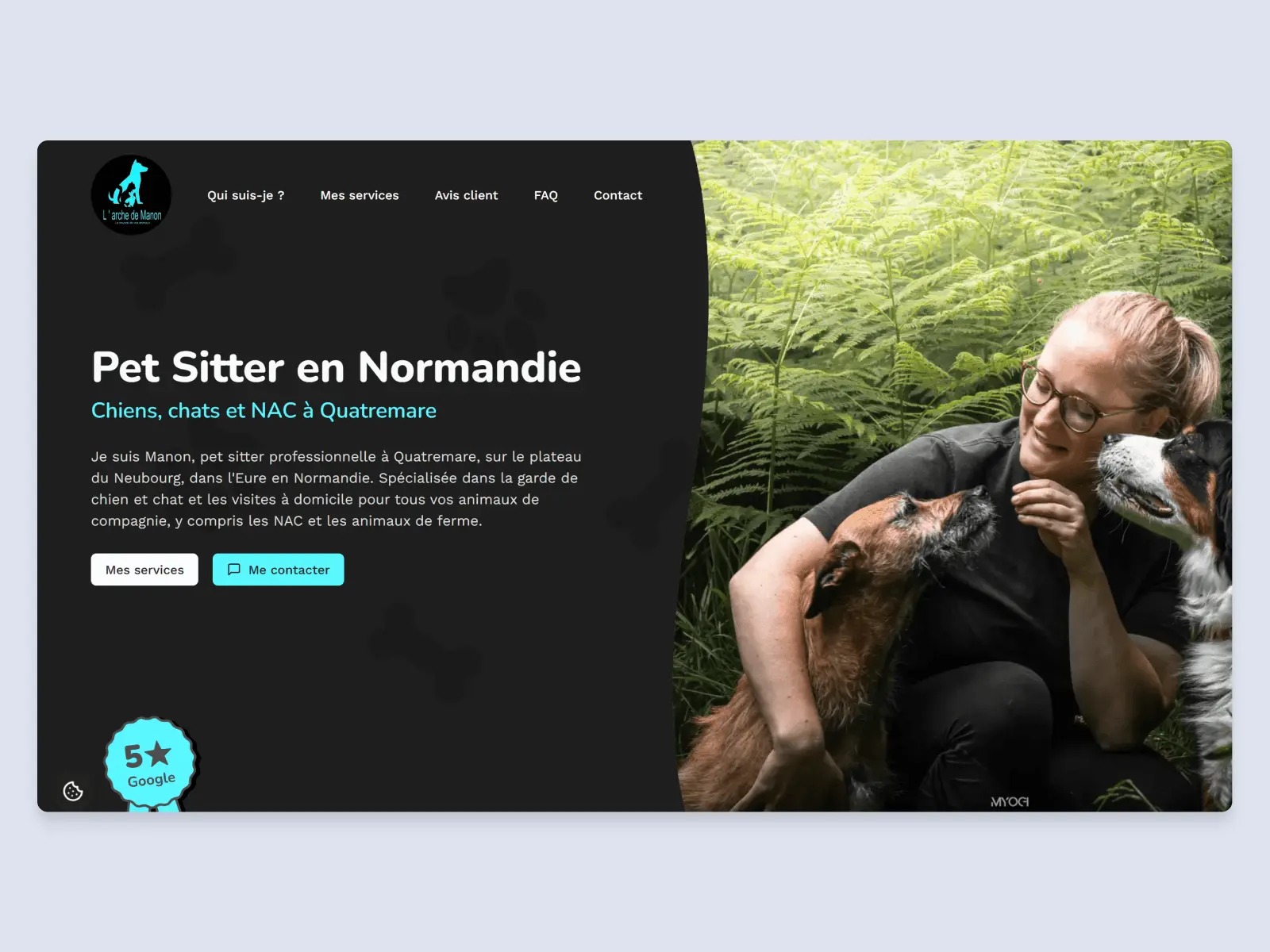 Aperçu de la section Hero du site web de L'Arche de Manon, conçu et développé par Alexis Pennel.