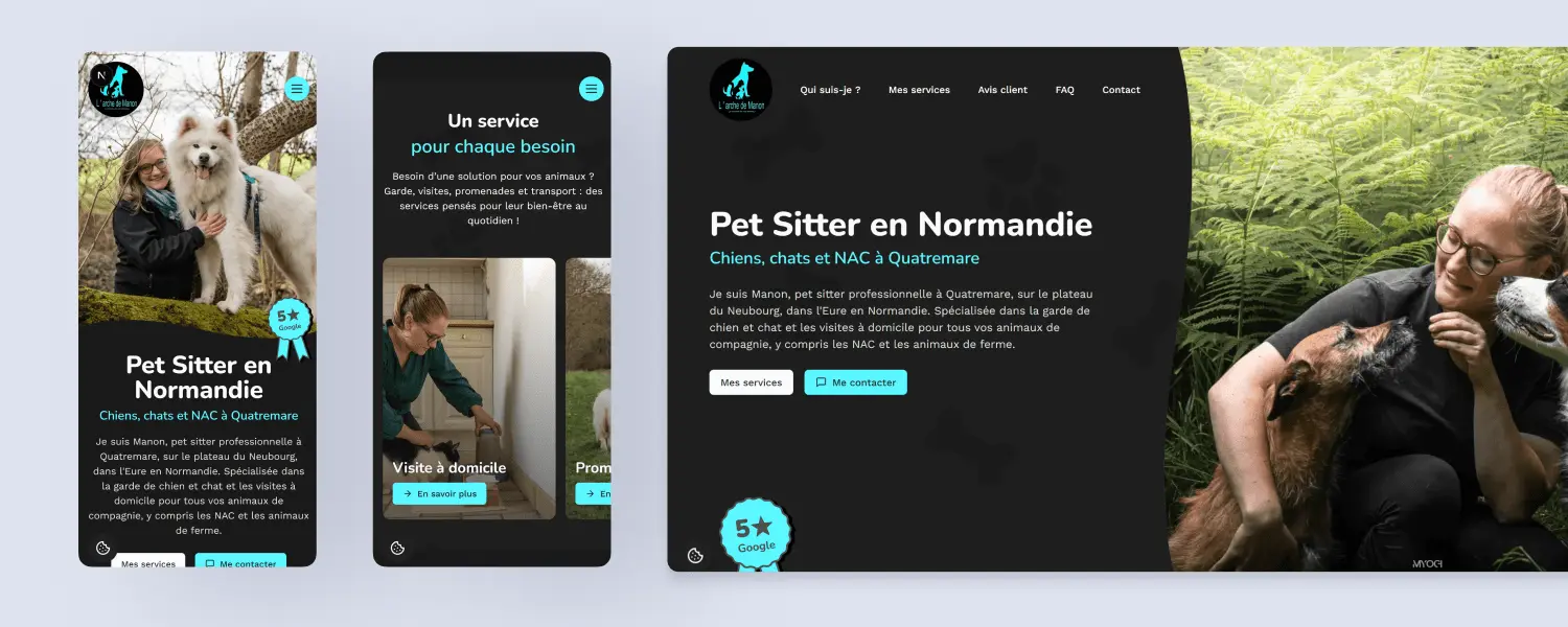 Aperçu du site vitrine One Page de L'Arche de Manon, conçu et développé par Alexis Pennel.