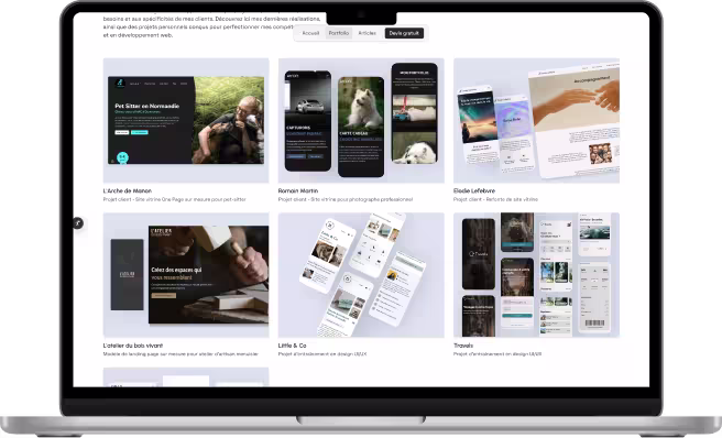 Mockup d'un site vitrine développé par Alexis Pennel.