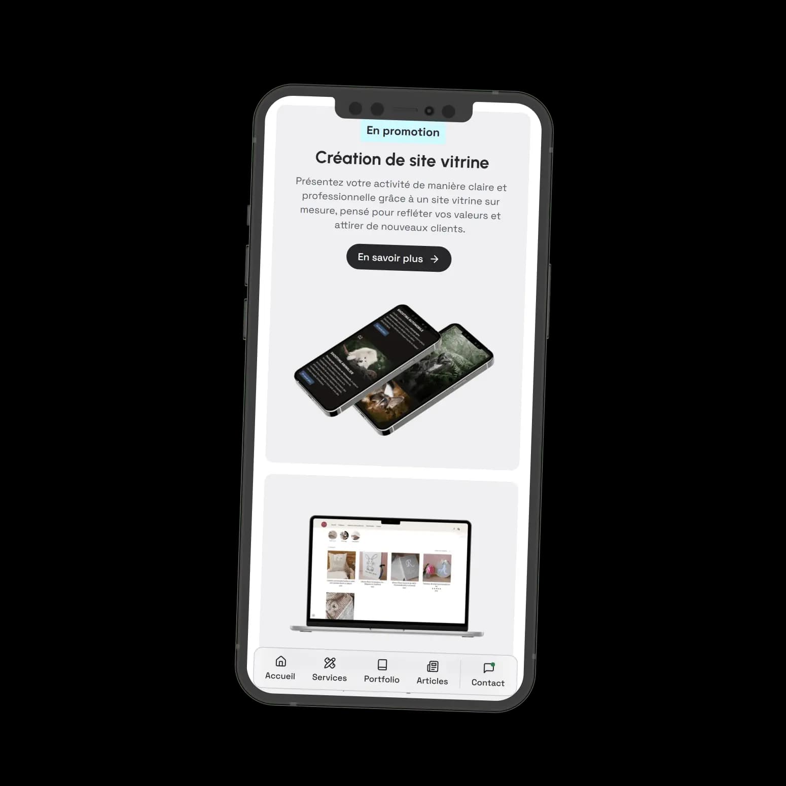 Mockup du site internet d'Alexis Pennel, dévelopeur web freelance.
